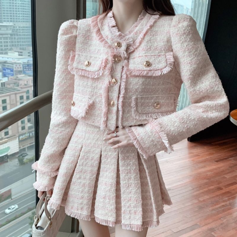 Clothing Style Winter - Women Elegant Tassel Y2K Korean Suit